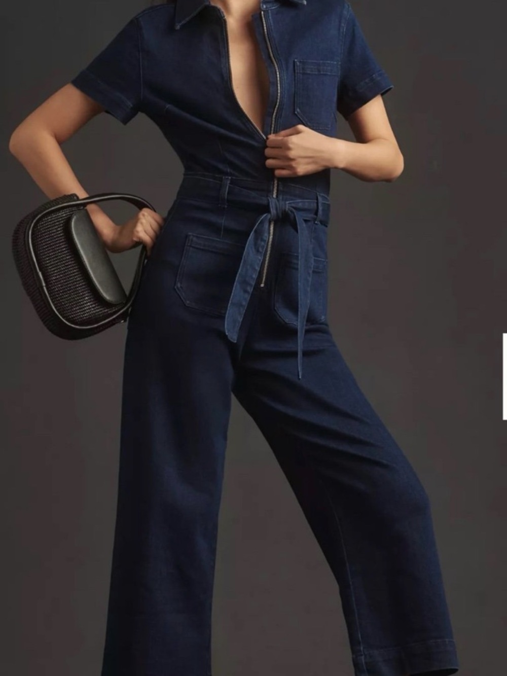 Maeve Anthropologie Colette Weekend Denim Jumpsuit Indigo Size 8